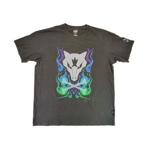 Pokemon UTGP Graphic T Shirt Charcoal Gray Skull Bones Fire Design Size L